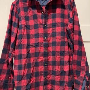 Red and Black Plaid Button-Up Shirt